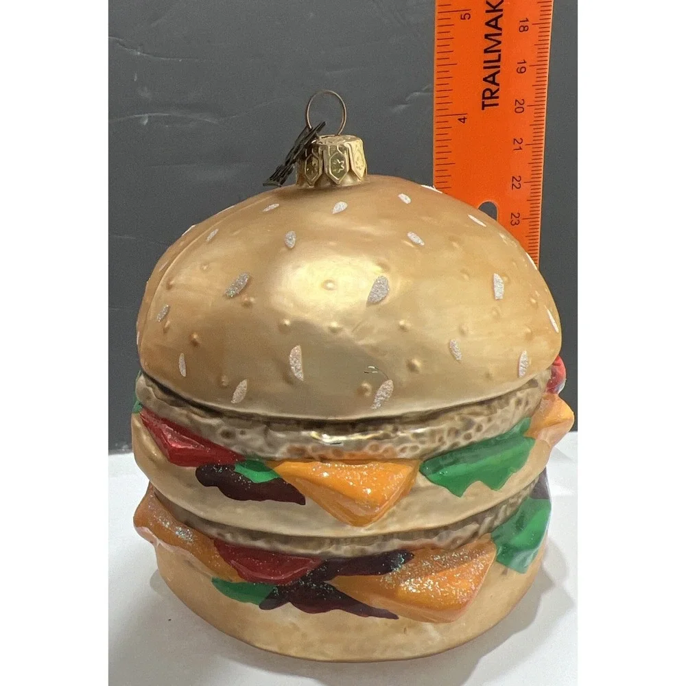 Double Cheeseburger Glass Blown Ornament 4